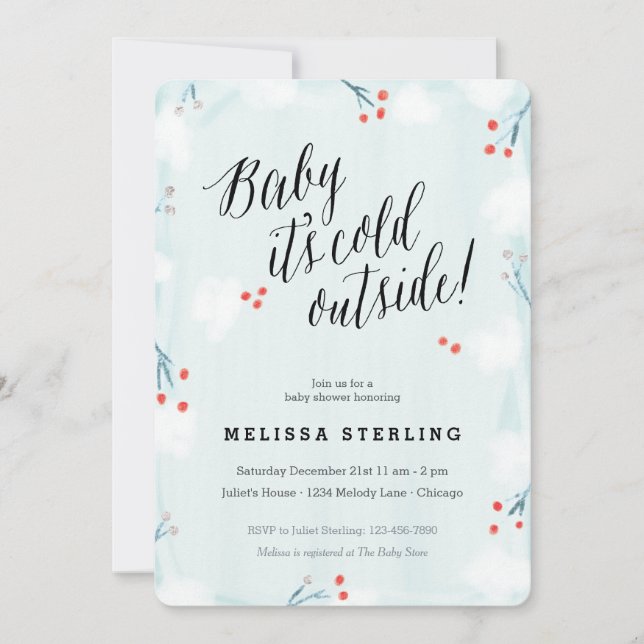 Winter Wonderland Baby It's Cold Outside Shower Invitation (Front)