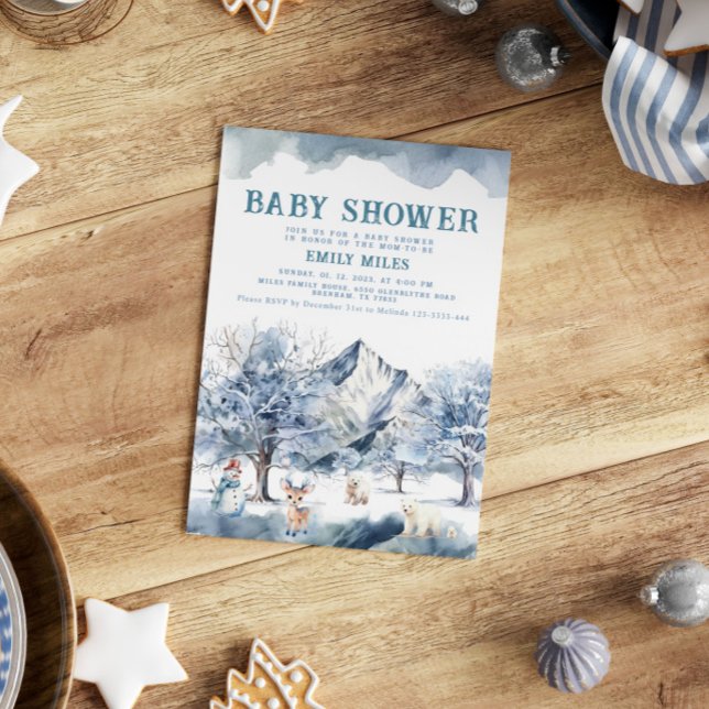 Winter Wonderland Baby shower bleu Invitation (Créateur téléchargé)