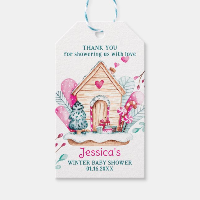 Winter Wonderland Baby Shower Gift Tags (Front)