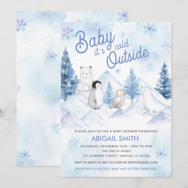 Winter Wonderland Baby Shower Invitation (Front/Back)