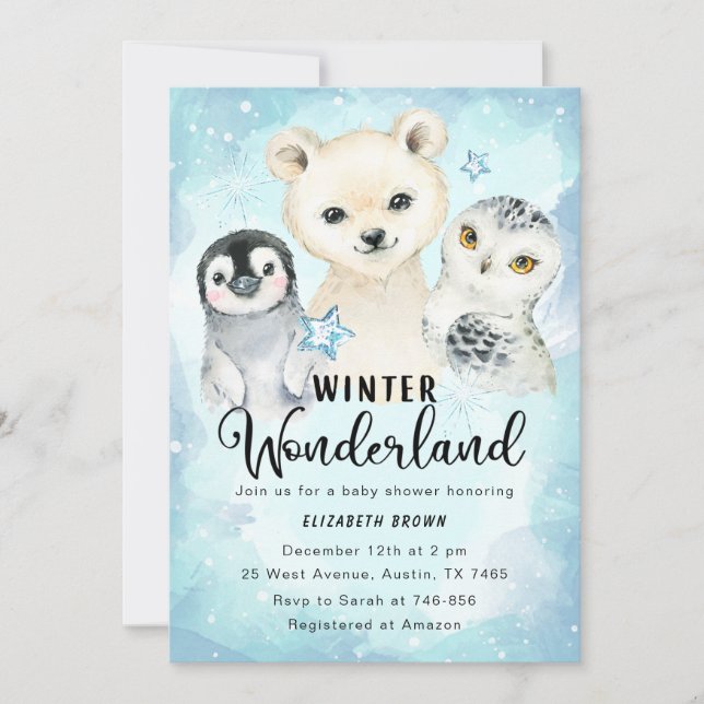 Winter Wonderland Baby Shower Invitation Boy (Front)