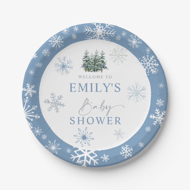 Winter Wonderland Baby Shower Paper Plate (Front)