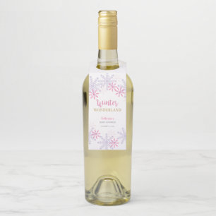 Winter Wonderland Baby Shower Snowflakes Cute Pink Bottle Tag