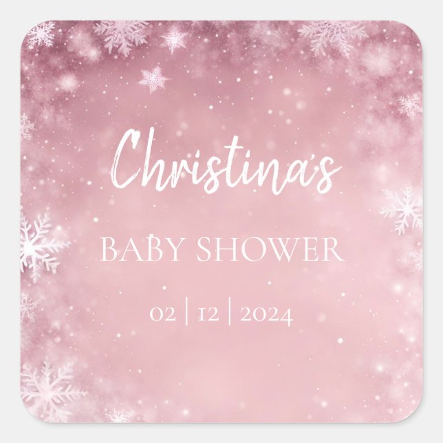 Winter Wonderland Baby Shower Square Sticker (Front)