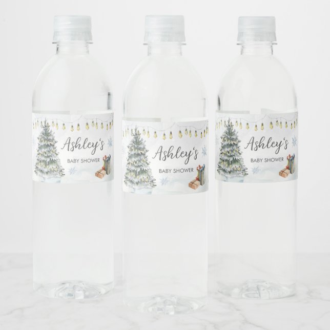 Winter Wonderland Baby Shower  Water Bottle Label (Bottles)