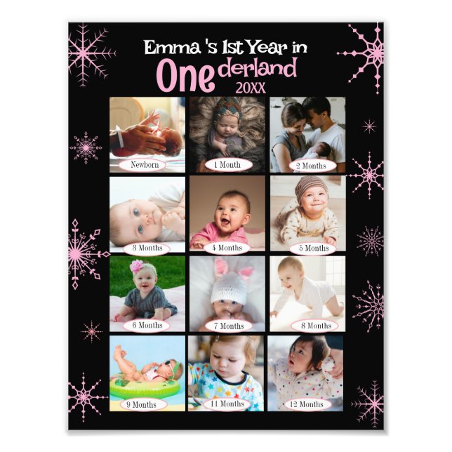 Winter Wonderland Baby's 1st Year Photo Collage (Front)
