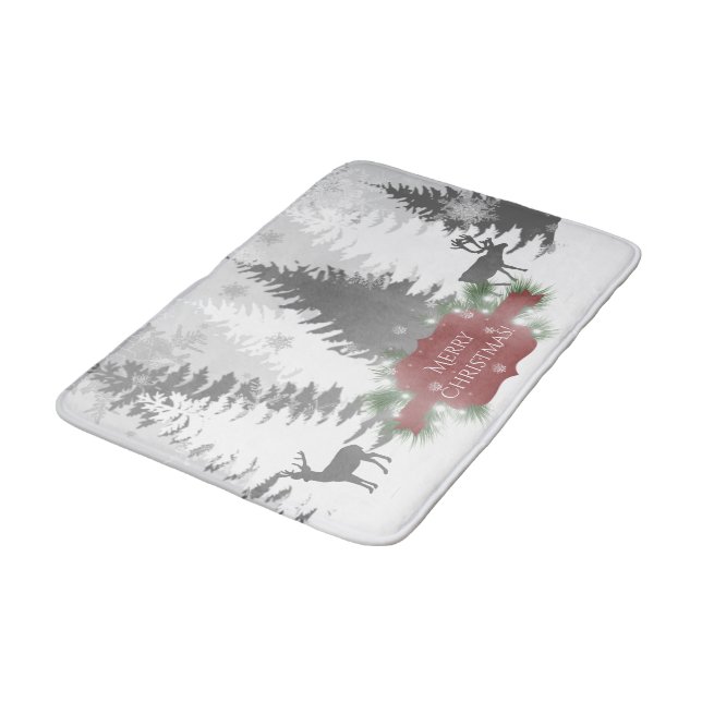 Winter Wonderland Bath Mat - Red (Angled)