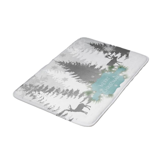 Winter Wonderland Bath Mat - Teal (Angled)
