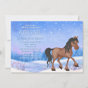 Winter Wonderland Bay Horse and Snow Birthday Invitation