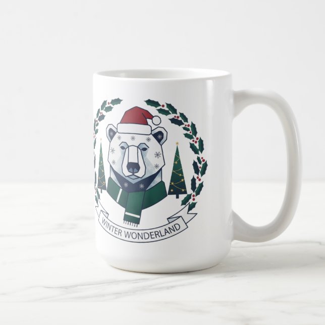 Winter Wonderland Bear – Cute Santa Hat Christmas  Coffee Mug (Right)