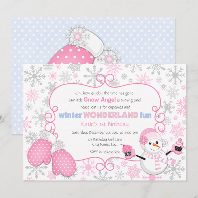 Winter Wonderland Birthday Invitation (Front/Back)