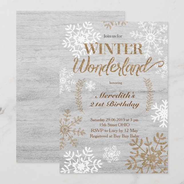 Winter Wonderland Birthday Invitation (Front/Back)