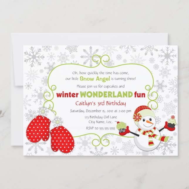 Winter Wonderland Birthday Invitation (Front)