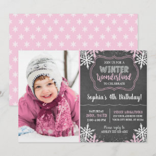 Winter Wonderland Birthday Invitation with Photo
