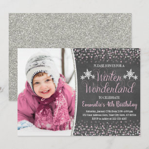 Winter Wonderland Birthday Invitation with Photo