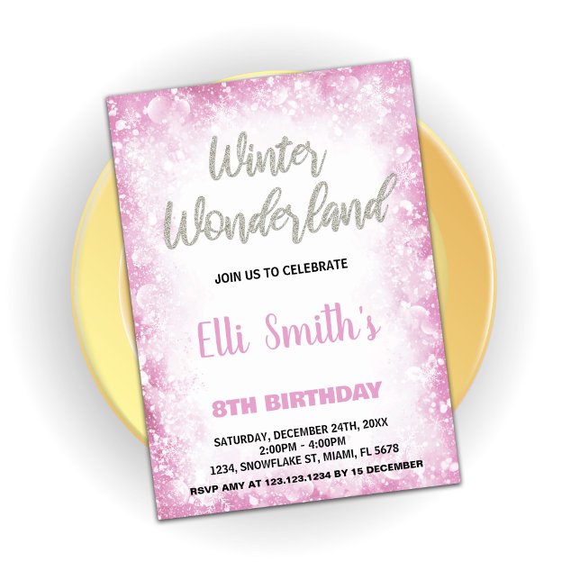 Winter Wonderland Birthday Invitations Cloud Pink (Winter Wonderland Birthday Invitations Cloud Pink)