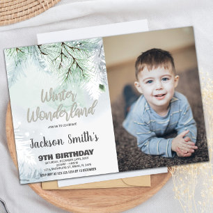 Winter Wonderland Birthday Invitations Pine Photo