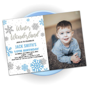 Winter Wonderland Birthday Invitations White Photo