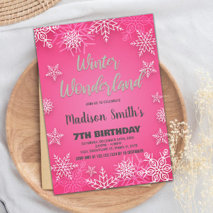 Winter Wonderland Birthday Invitations White Snow