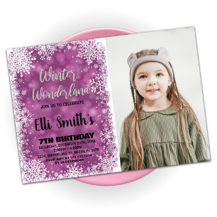 Winter Wonderland Birthday Invitations with photo