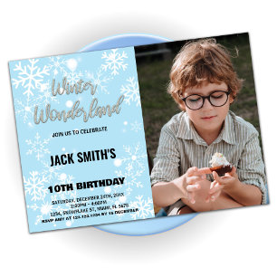 Winter Wonderland Birthday Invitations with Photo