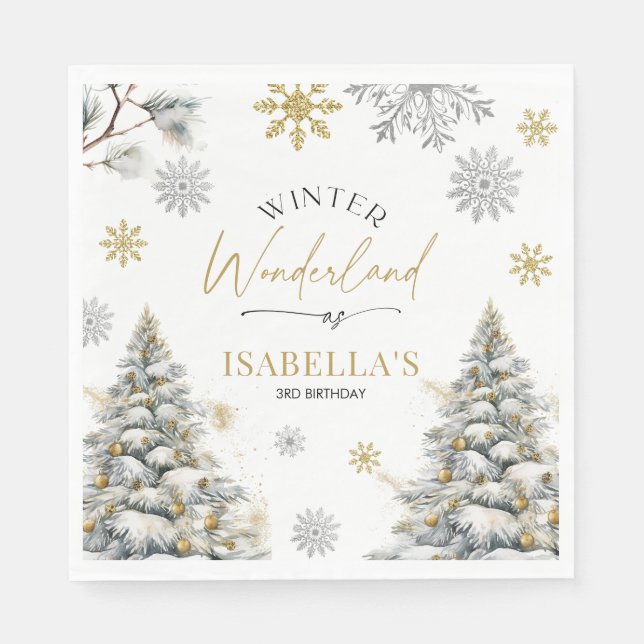 Winter Wonderland Birthday  Napkin (Front)