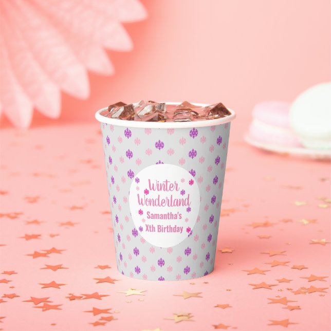 Winter Wonderland Birthday Paper Cups (Insitu)