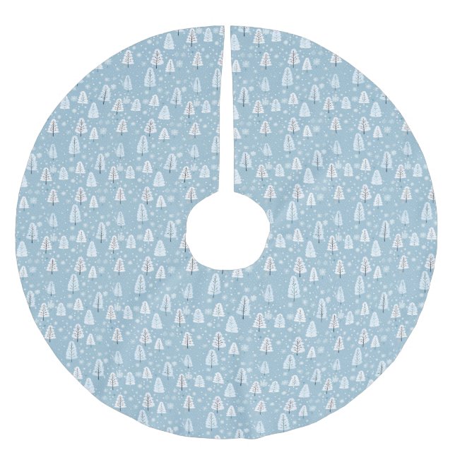 Winter Wonderland Blue Christmas Brushed Polyester Tree Skirt (Front)