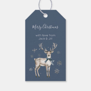 Winter Wonderland Blue Deer Snowflakes Christmas Gift Tags
