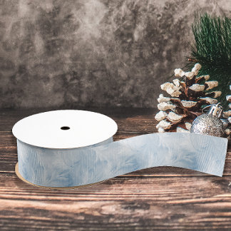 Winter Wonderland Blue frosty pattern Grosgrain Ribbon