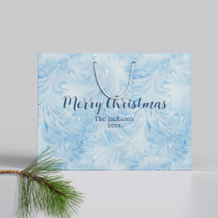 Winter Wonderland Blue frosty pattern Large Gift Bag