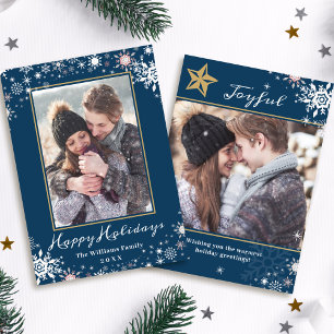 Winter Wonderland Blue Season’s Greetings 2 Photo Holiday Card