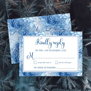 Winter Wonderland Blue Snowflakes Wedding RSVP Card