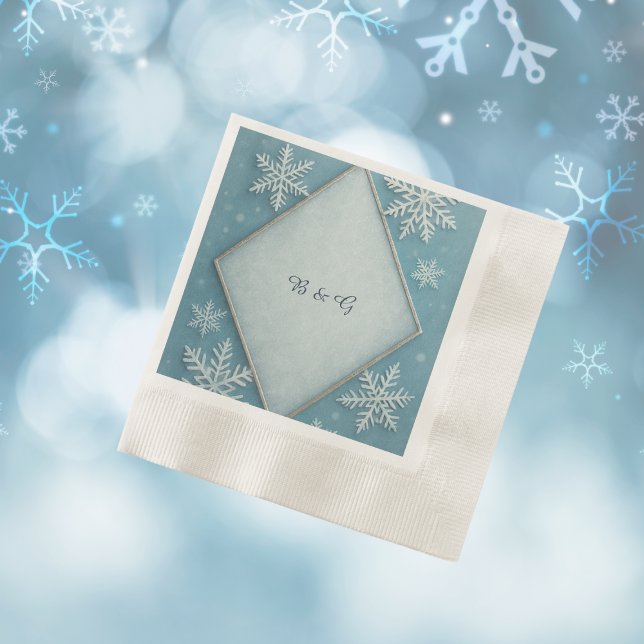 Winter Wonderland Blue Snowy Romantic wedding  Napkin (Creator Uploaded)