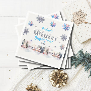 Winter Wonderland Blue Watercolor  Napkin