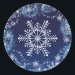 Winter Wonderland Blue & White Snowflakes Favour Classic Round Sticker<br><div class="desc">Customize with any text. Matching items available.</div>
