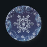 Winter Wonderland Blue & White Sparkle Snowflakes Paper Plate<br><div class="desc">Customize with any text. Matching items are available.</div>