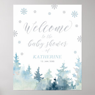 Winter Wonderland Boy Baby shower Affiche de bienv