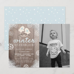 Winter Wonderland Boy Photo Birthday Invitation