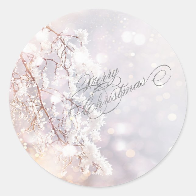 Winter Wonderland Branches Classic Round Sticker (Front)