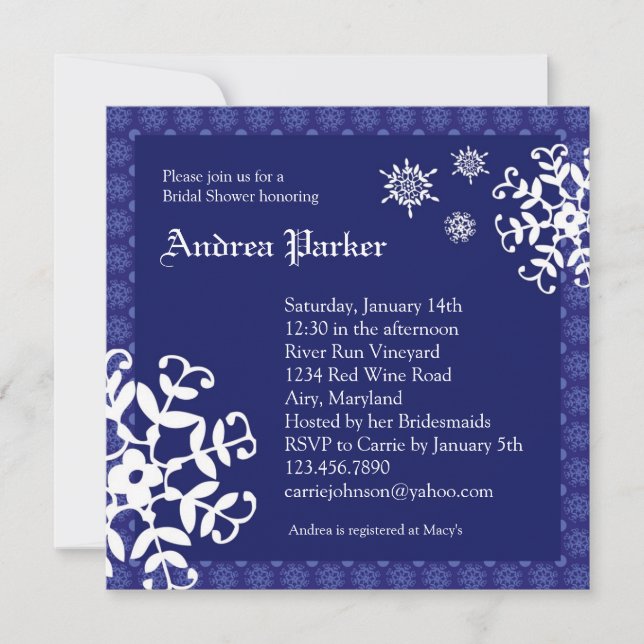 Winter Wonderland Bridal Shower Invitation (Front)