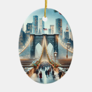 Winter Wonderland. Brooklyn Bridge - New York Ceramic Ornament