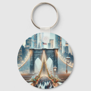 Winter Wonderland. Brooklyn Bridge - New York Keychain