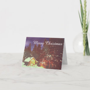 Winter Wonderland Cabin Merry Christmas Cozy Card