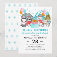 Winter Wonderland Calling Party Animals Birthday
