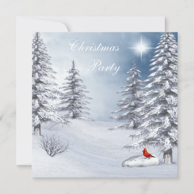 Winter Wonderland & Cardinal Christmas Party Invitation (Front)