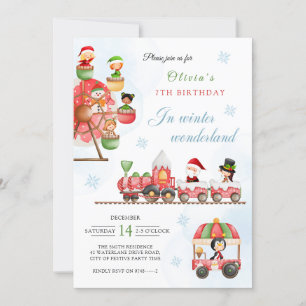 Winter wonderland Carnival Kid Christmas Birthday Invitation