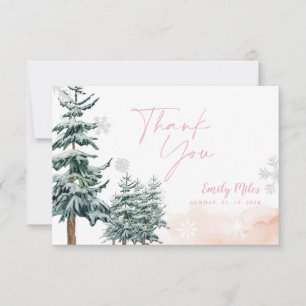 Winter Wonderland Carte de remerciements rose