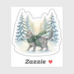 Winter Wonderland Cat Snowy Forest Scarf Christmas<br><div class="desc">Step into a serene holiday season with our enchanting "Winter Wonderland Cat" sticker! This beautiful design captures a tranquil feline explorer, elegantly strolling through a magical snowy forest, warmly bundled in a stylish, flowing scarf. It's the perfect Christmas sticker for nature lovers, cat enthusiasts, and anyone who adores the peaceful...</div>
