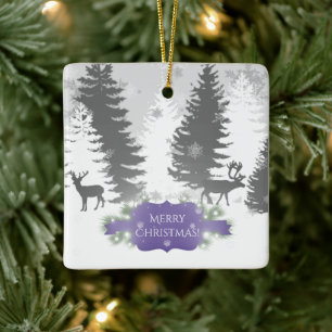 Winter Wonderland Ceramic Ornament - Purple